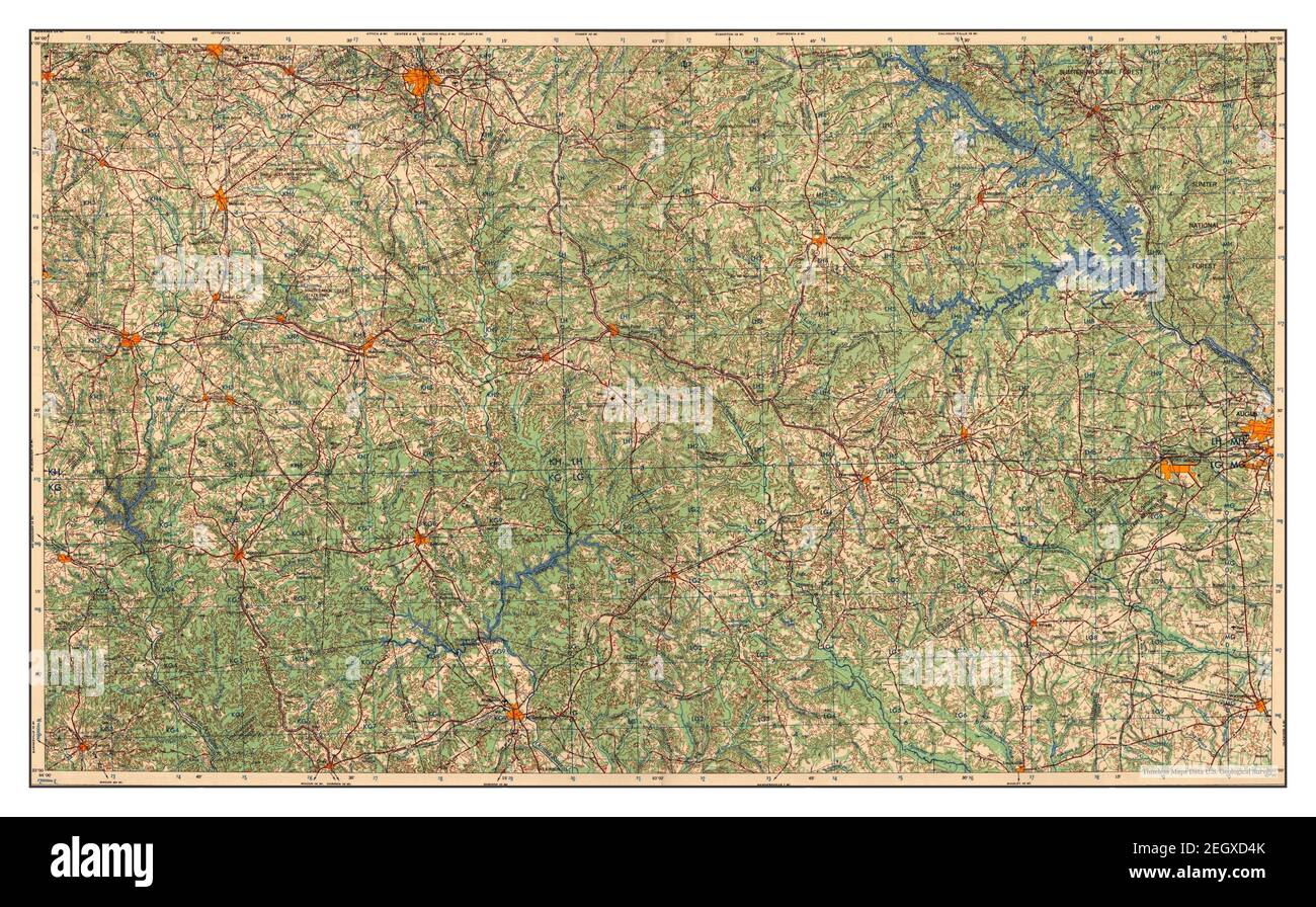 Atene, Georgia, mappa 1958, 1:250000, Stati Uniti d'America da Timeless Maps, dati U.S. Geological Survey Foto Stock