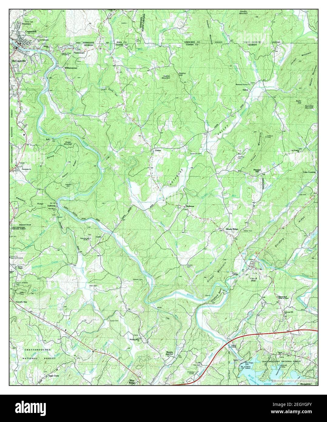 Mineral Bluff, Georgia, map 1988, 1:24000, United States of America by Timeless Maps, data U.S. Geological Survey Foto Stock