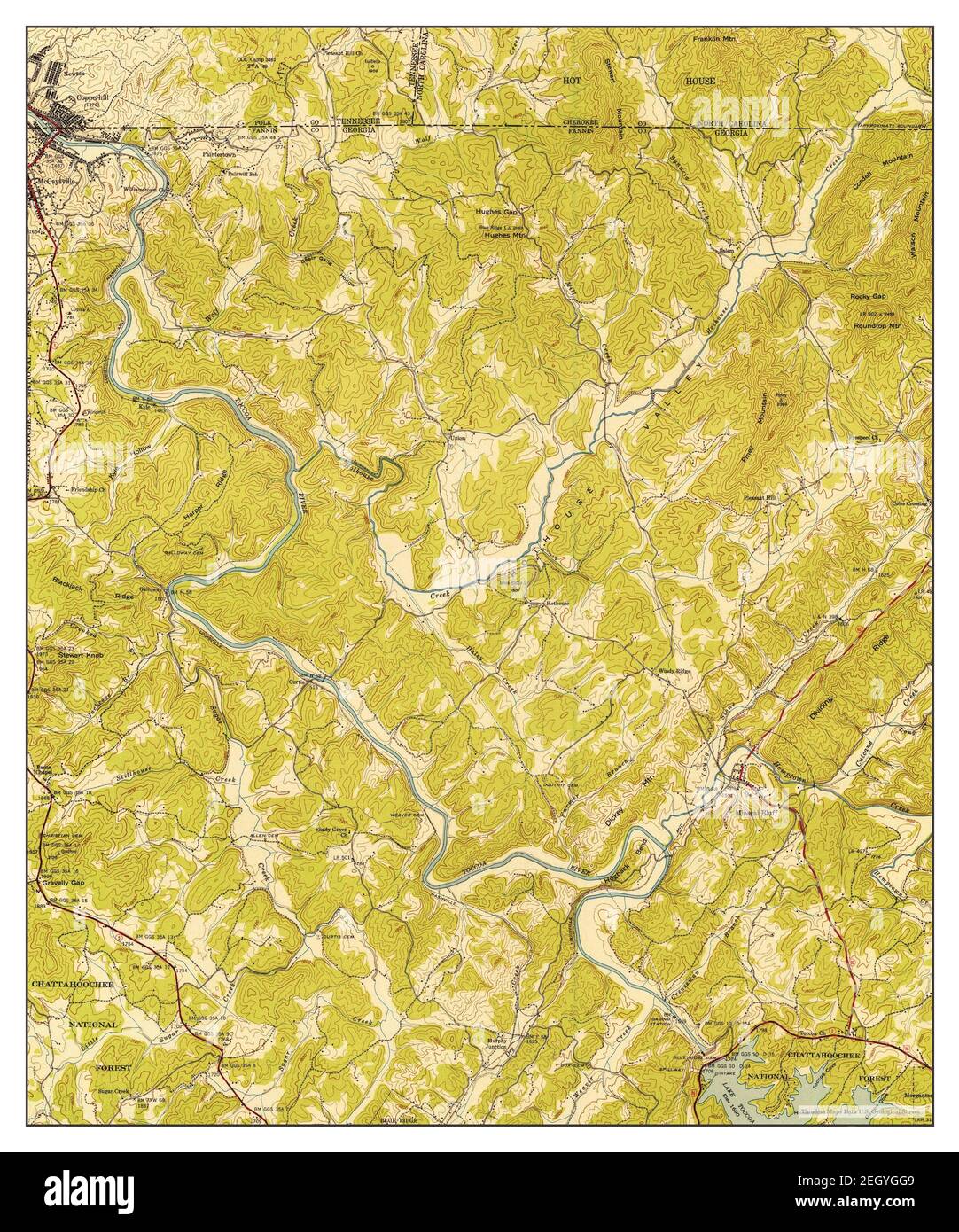 Mineral Bluff, Georgia, map 1943, 1:24000, United States of America by Timeless Maps, data U.S. Geological Survey Foto Stock