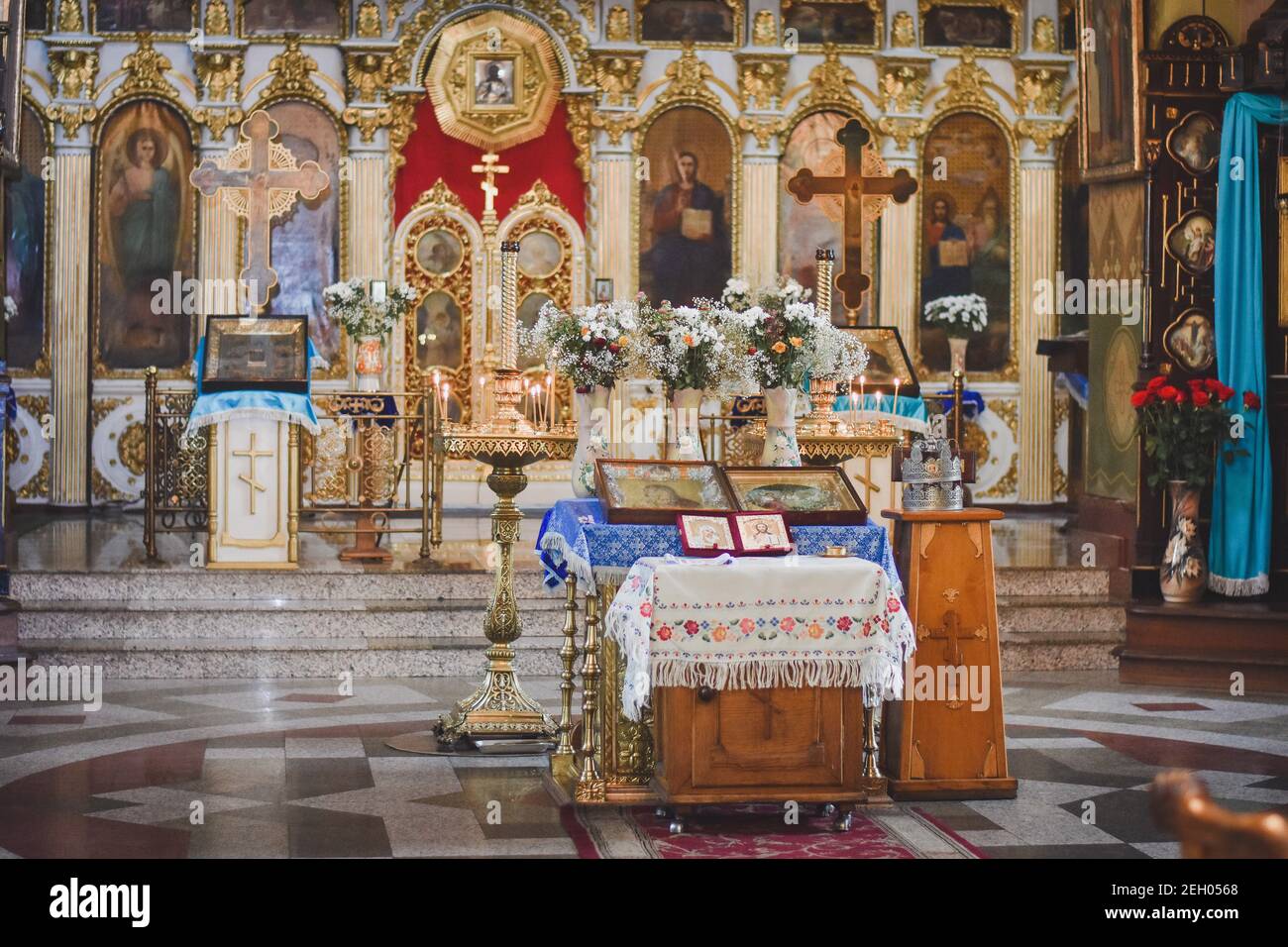Chiesa ortodossa all'interno. L'interno della chiesa. Foto Stock