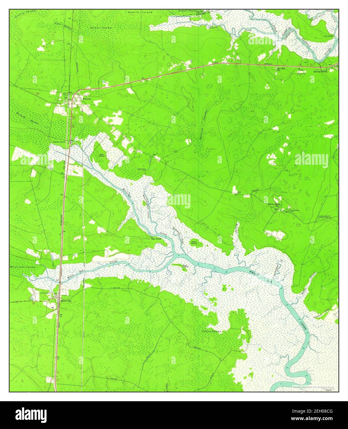 Waverly, Georgia, mappa 1959, 1:24000, Stati Uniti d'America da Timeless Maps, dati U.S. Geological Survey Foto Stock