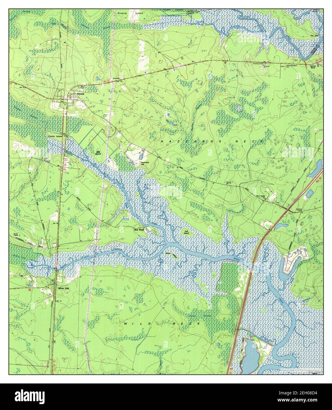Waverly, Georgia, mappa 1993, 1:24000, Stati Uniti d'America da Timeless Maps, dati U.S. Geological Survey Foto Stock