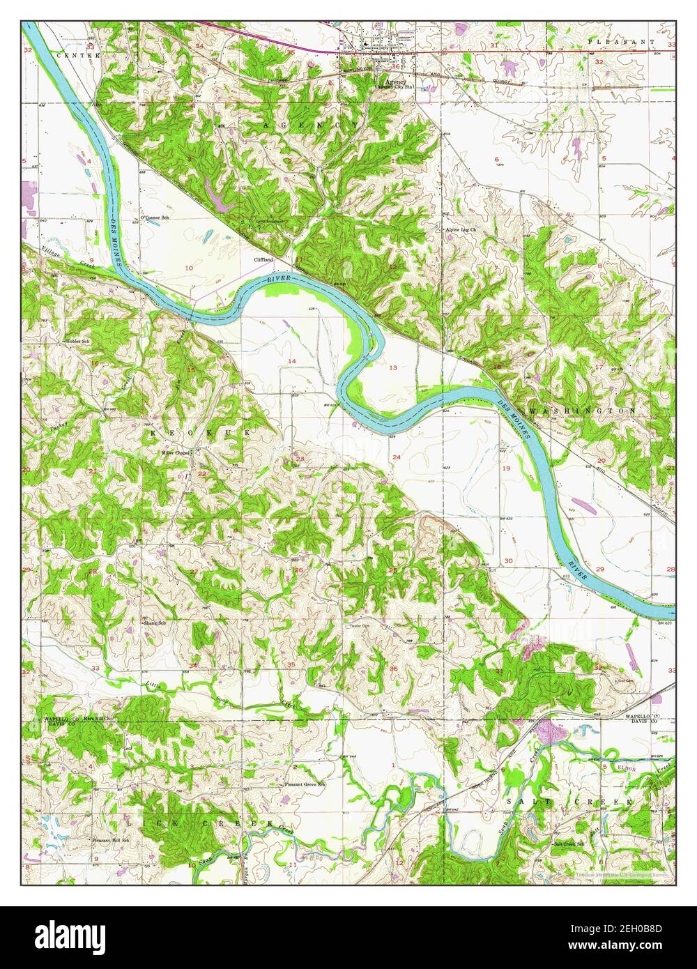 Agenzia, Iowa, mappa 1956, 1:24000, Stati Uniti d'America da Timeless Maps, dati U.S. Geological Survey Foto Stock