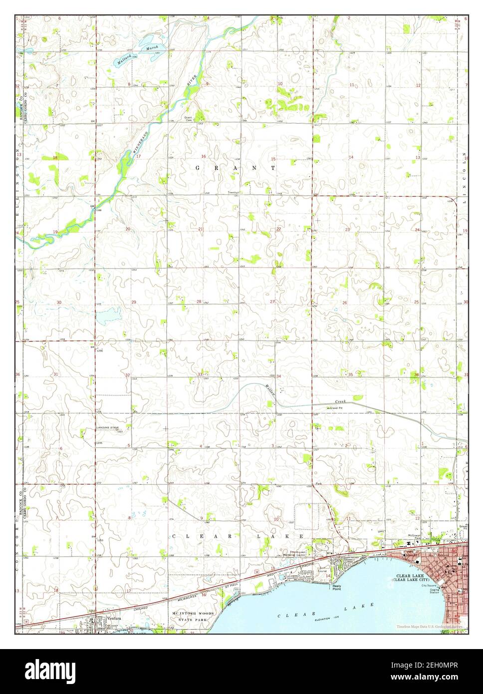 Clear Lake West, Iowa, mappa 1972, 1:24000, Stati Uniti d'America da Timeless Maps, dati U.S. Geological Survey Foto Stock