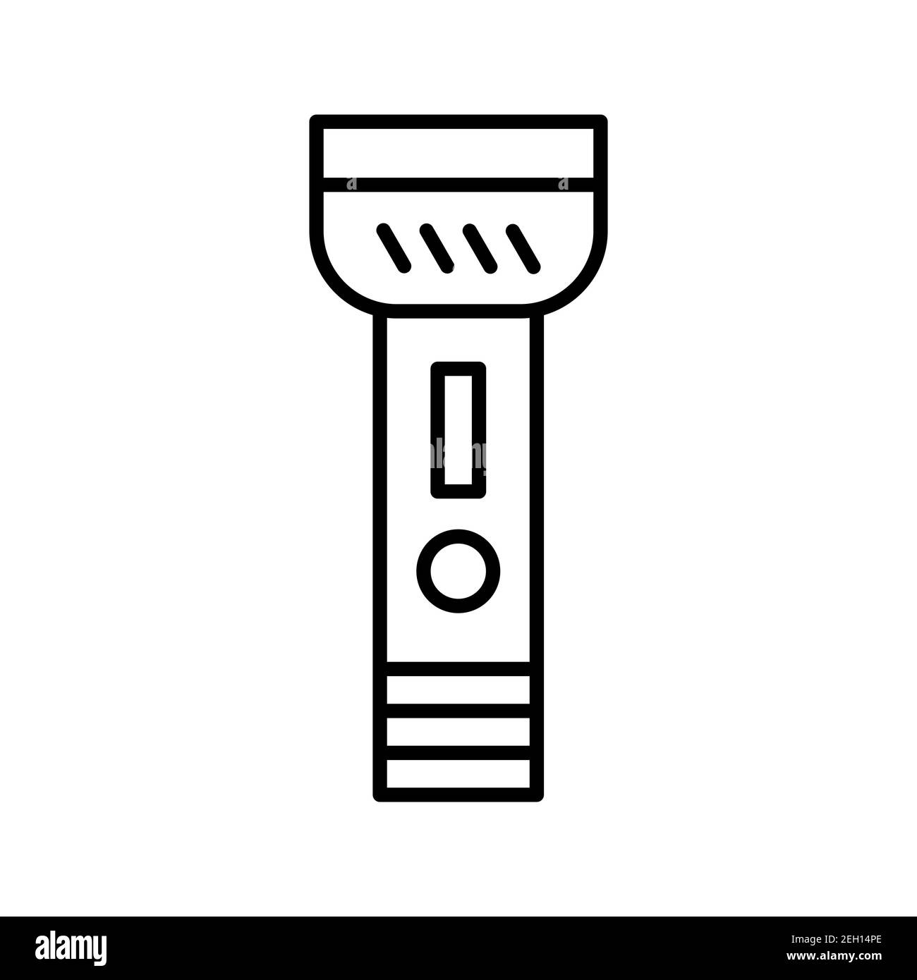 Immagine dell'icona del vettore di linea della torcia isolata su sfondo bianco Foto Stock