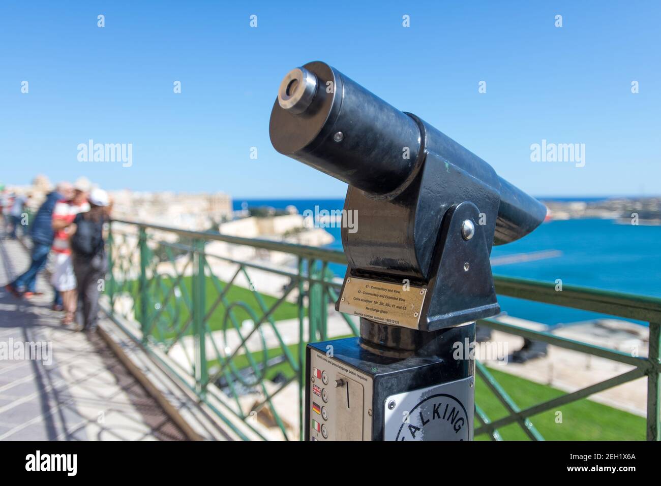 Panorama Telescopio ai Giardini di Upper Barrakka Foto Stock