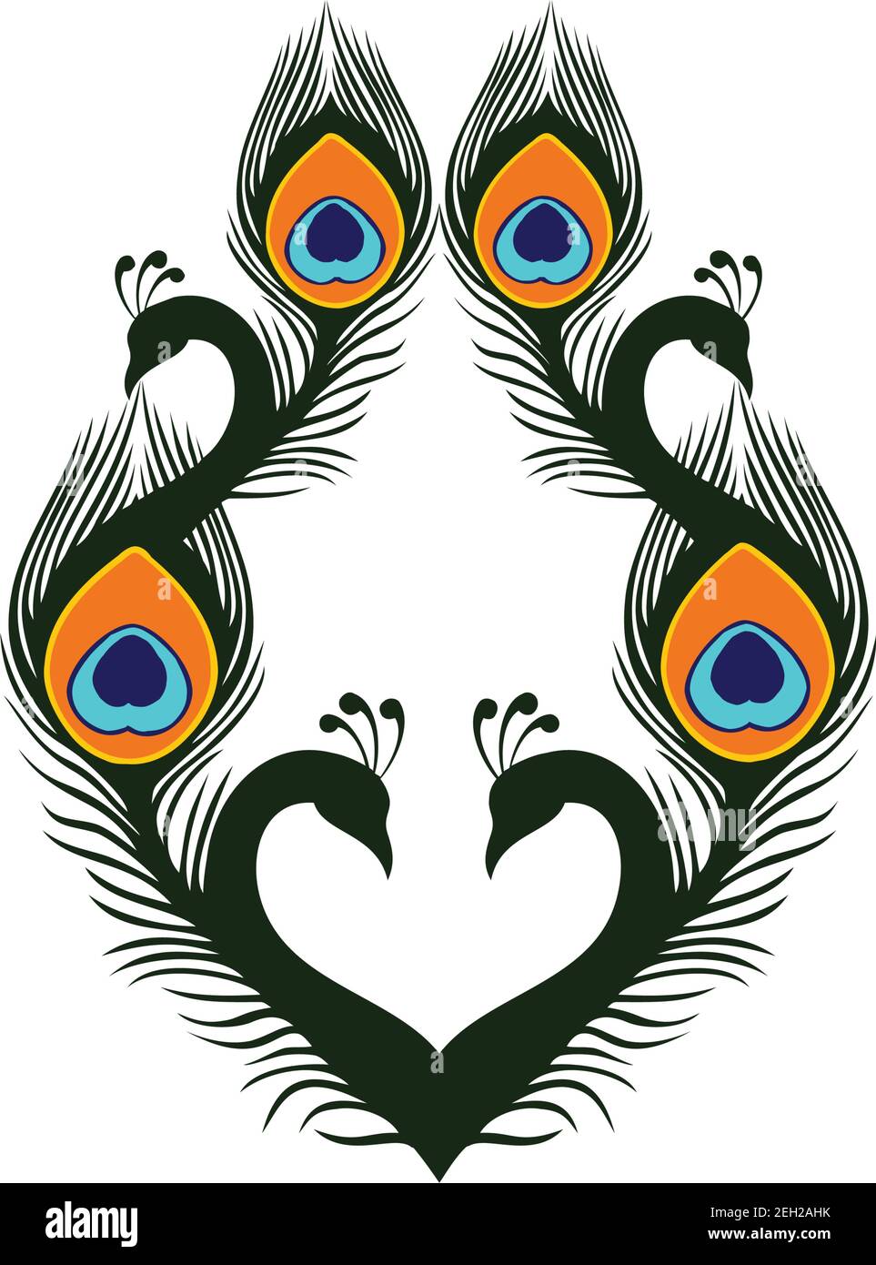 astratto pavone amore lusso icona vettore concetto di design Illustrazione Vettoriale