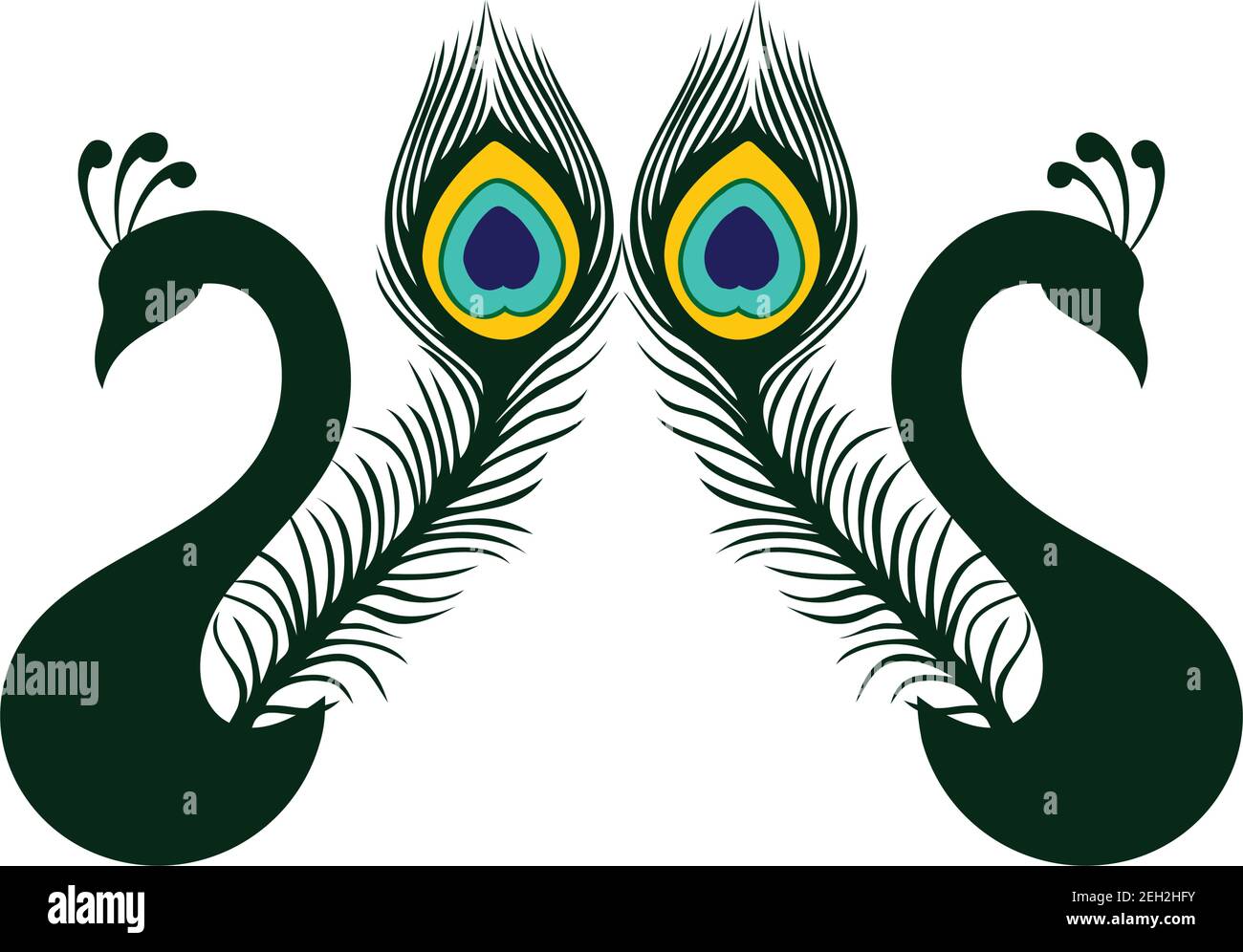 twin peacock astratto di lusso icona vettore concetto di design Illustrazione Vettoriale