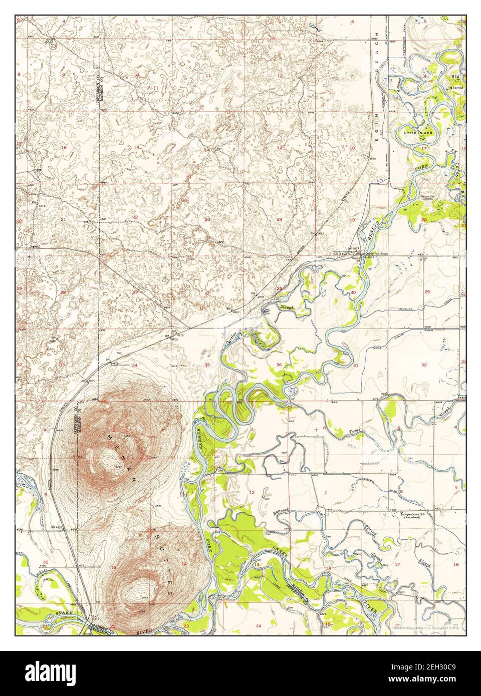 Menan Buttes, Idaho, map 1951, 1:24000, United States of America by Timeless Maps, data U.S. Geological Survey Foto Stock