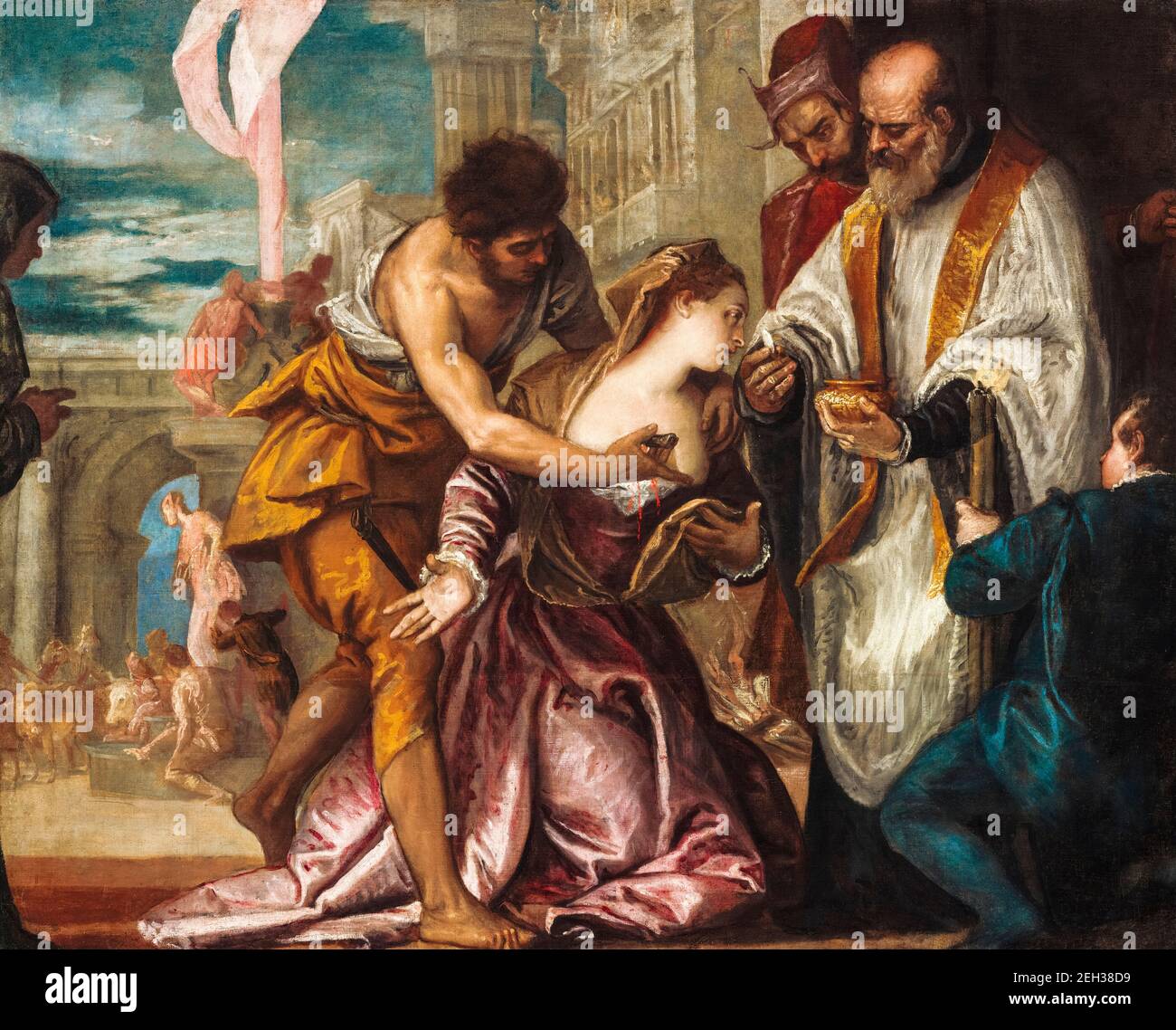Paolo Veronese, martirio e ultima comunione di Santa Lucia, pittura, 1585-1586 Foto Stock
