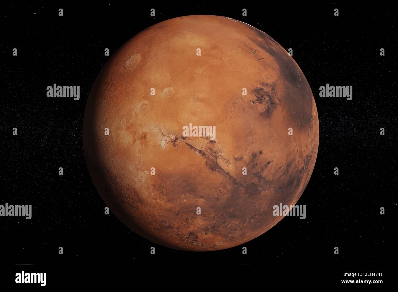 Il pianeta Marte su uno sfondo stellato. illustrazione 3d. Foto Stock