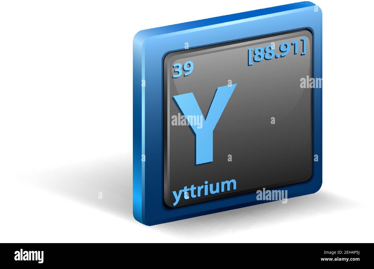 Elemento chimico ittrio. Simbolo chimico con numero atomico e massa atomica. Illustrazione Illustrazione Vettoriale