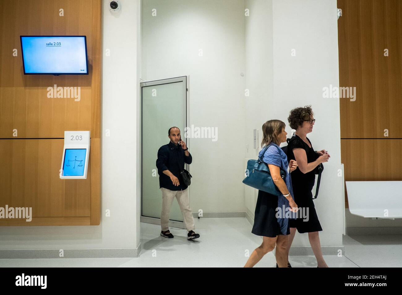 Michael Bunel / le Pictorium - processo di Farouk ben Abbes - 04/07/2018 - Francia / Ile-de-France (regione) / Parigi - Parigi. 4 luglio 2018. Farouk ben Abbes uscì dalla stanza dove il suo processo ebbe luogo il primo giorno. Foto Stock