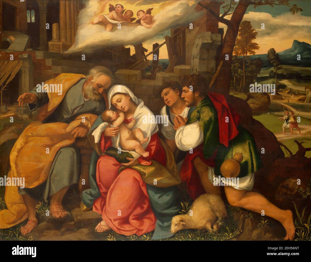 L'Adorazione dei Pastori, 1540. Foto Stock