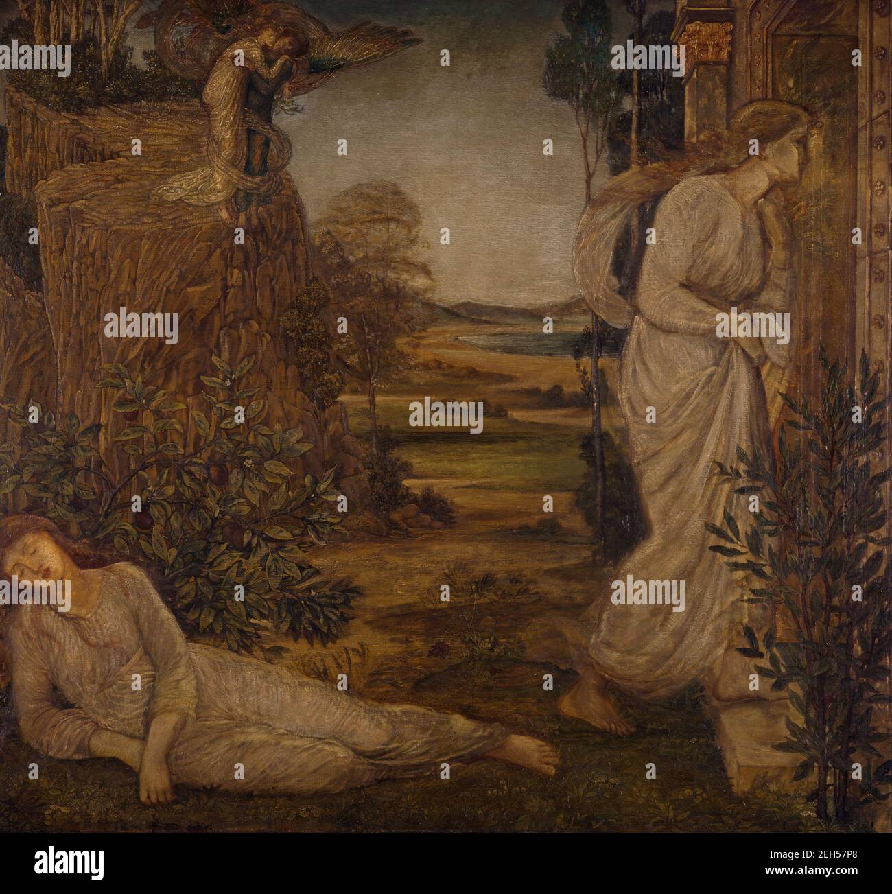 Cupido e Psiche - Palazzo Murali Verdi - Zefiro che porta Psiche alla montagna, 1881. Una scena dal poema epico di William Morris, 'il paradiso terrestre'. Foto Stock