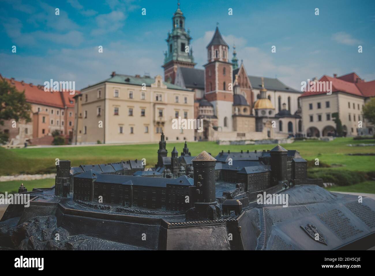 Simk up del Castello reale su Wawel Hil a Cracovia, Polonia Foto Stock