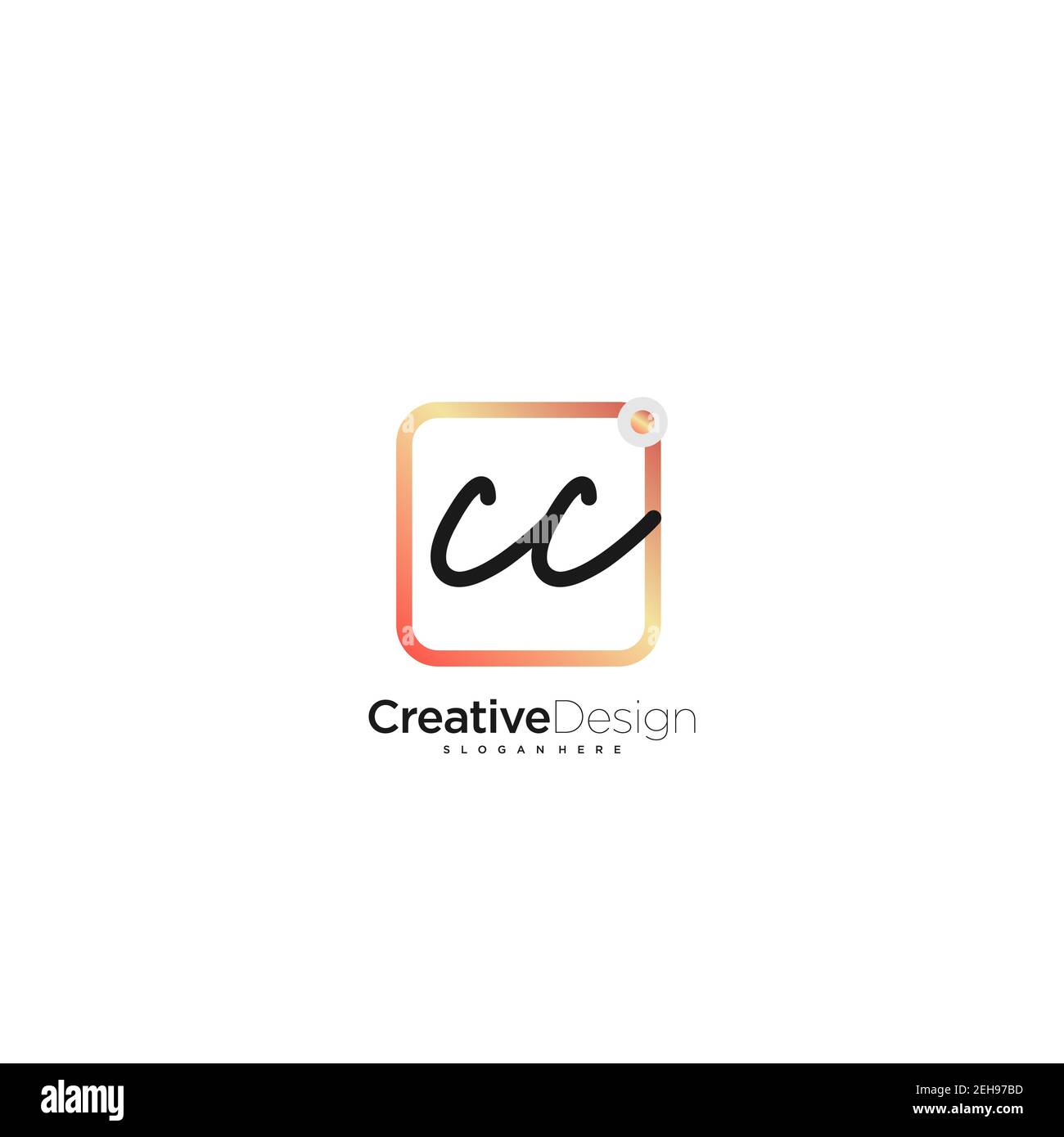 CC Initial Letter Handwriting logo disegno a mano casella colorata vettore, logo per la bellezza, cosmetici, matrimoni, moda e business, e altro Illustrazione Vettoriale