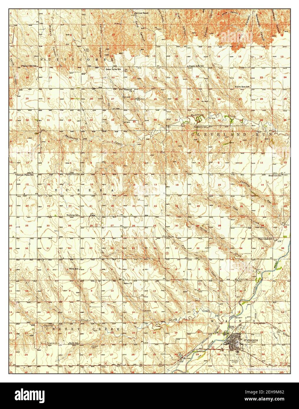 San Francesco, Kansas, mappa 1951, 1:62500, Stati Uniti d'America da Timeless Maps, dati U.S. Geological Survey Foto Stock