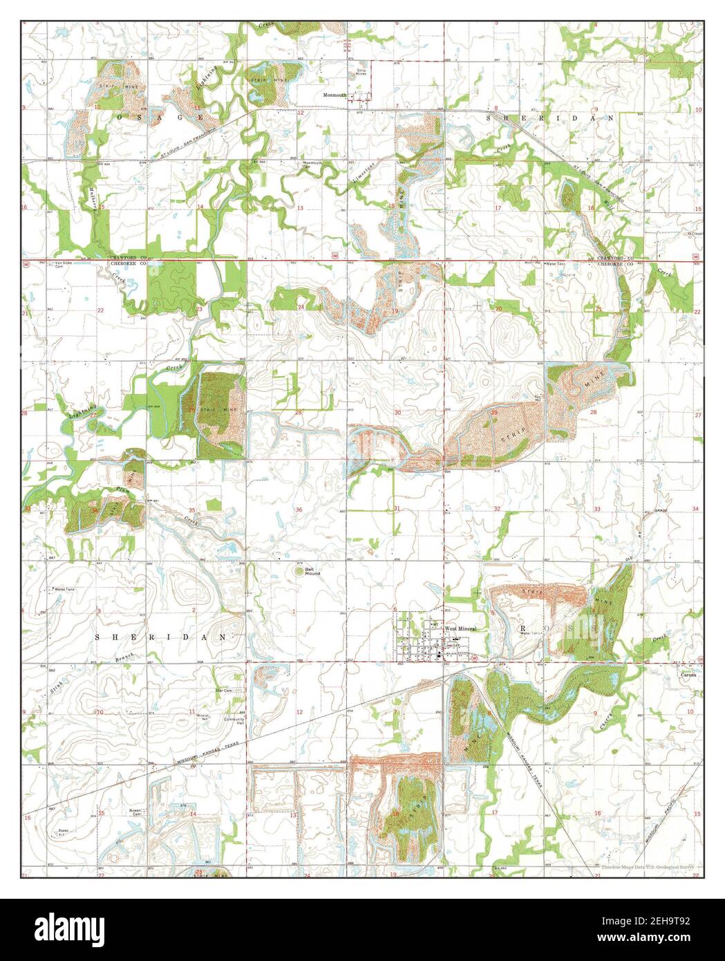 West Mineral, Kansas, mappa 1973, 1:24000, Stati Uniti d'America da Timeless Maps, dati U.S. Geological Survey Foto Stock