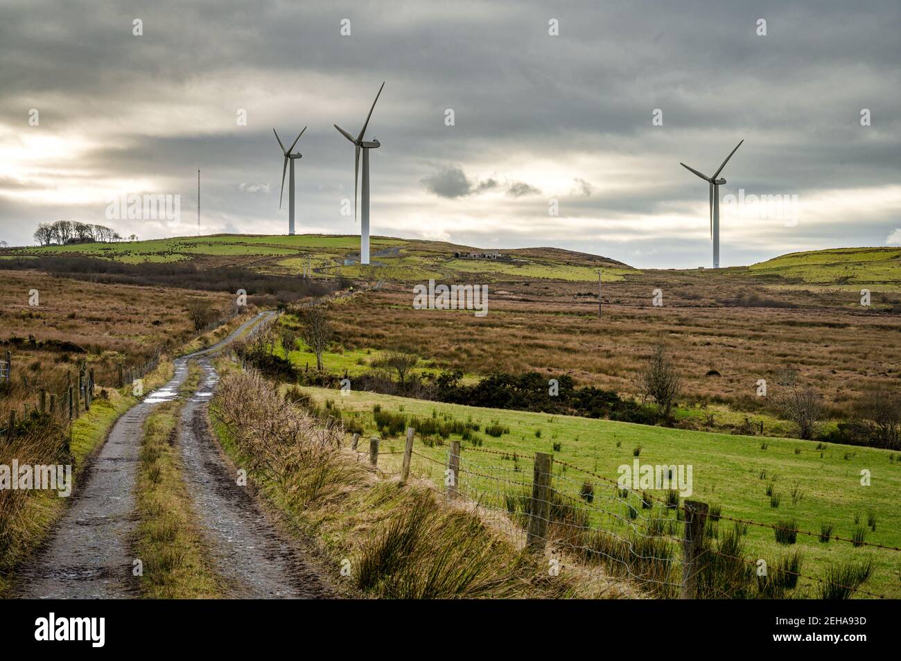 Turbine a vento remote in Irlanda Foto Stock