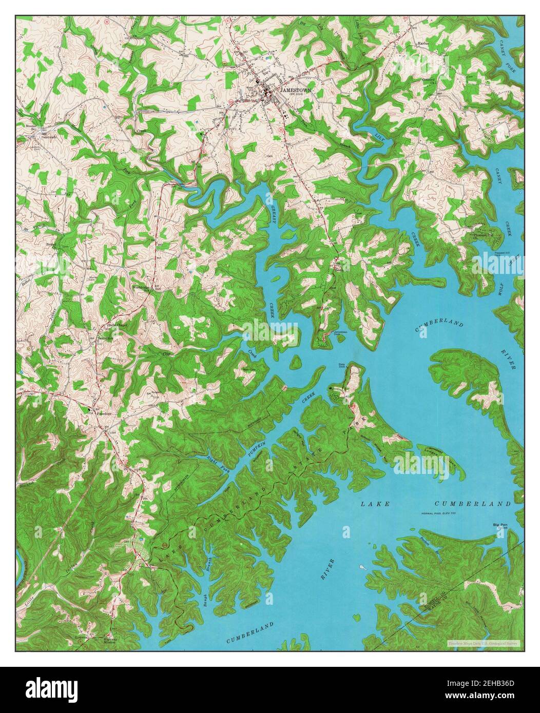 Jamestown, Kentucky, mappa 1953, 1:24000, Stati Uniti d'America da Timeless Maps, dati U.S. Geological Survey Foto Stock