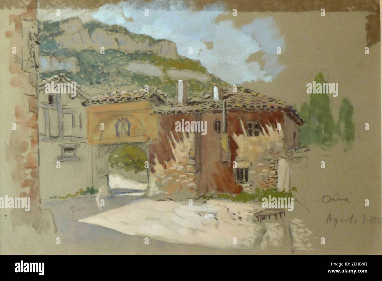 Oña, acquerello, 1.8.1921, 16 x 23 cm, di Mariano Pedrero, Foto Stock