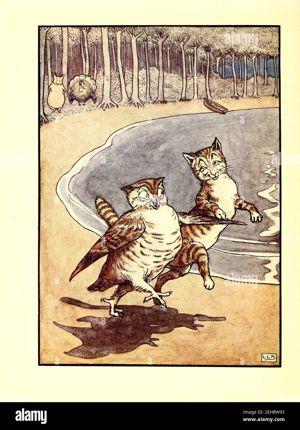 Gufo e il pussycat edward Lear leonard leslie brooke 1910. Foto Stock