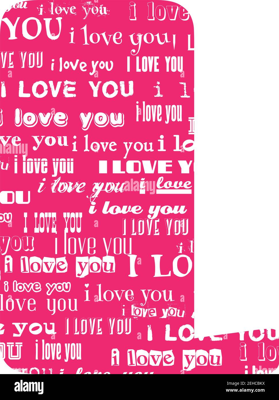 Romantico decorativo vettore rosa lettera riempito bianco parole io ti amo. Illustrazione Vettoriale