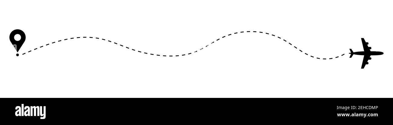 Percorso aereo cuore. Icona piano e traccia su sfondo bianco. Illustrazione vettoriale. Illustrazione Vettoriale