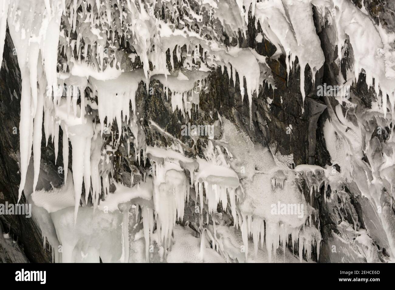 Formazioni di ghiaccio, Lago Tornetrask, Abisko National Park, Svezia. Foto Stock