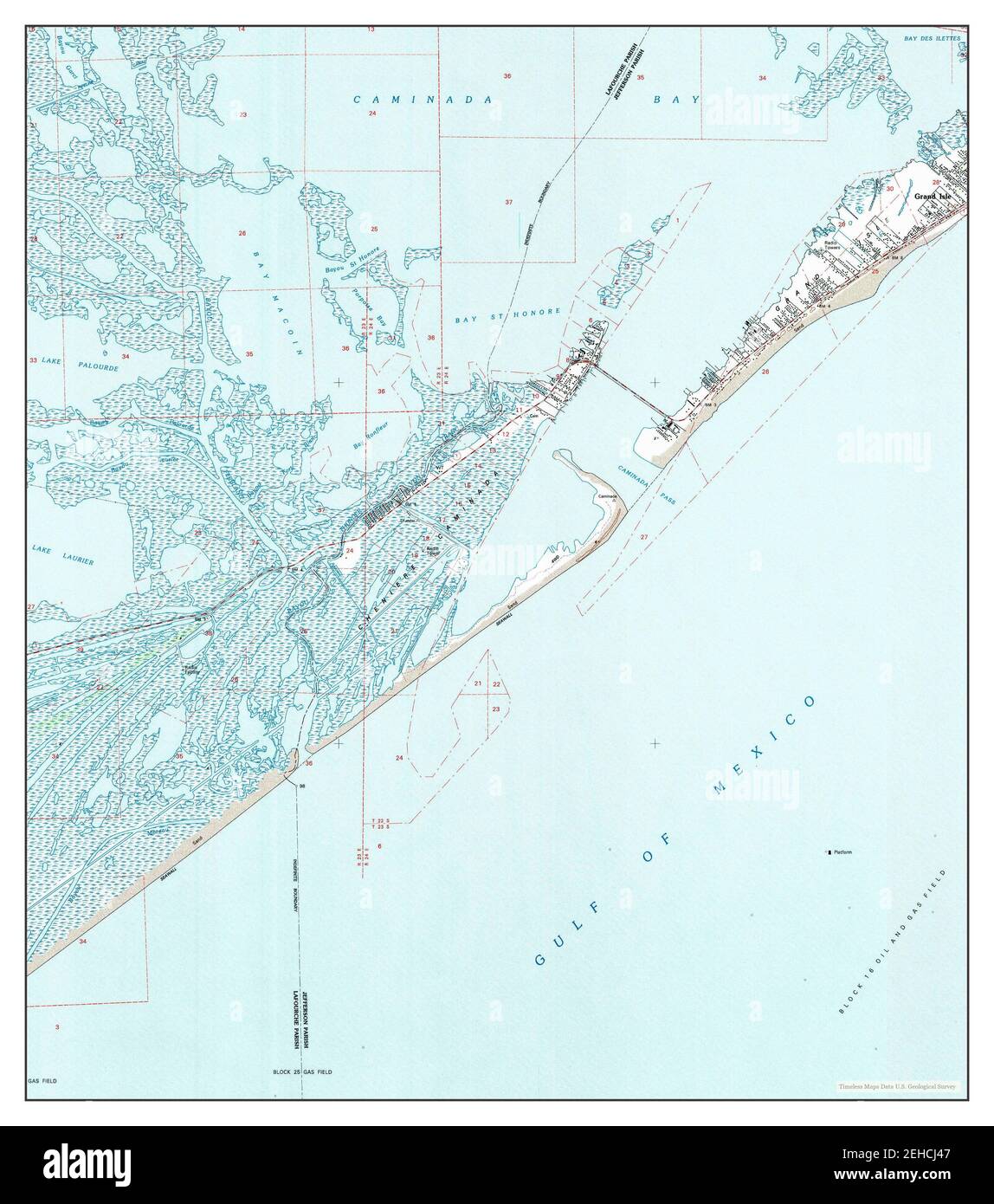 Caminada Pass, Louisiana, map 1994, 1:24000, United States of America by Timeless Maps, data U.S. Geological Survey Foto Stock