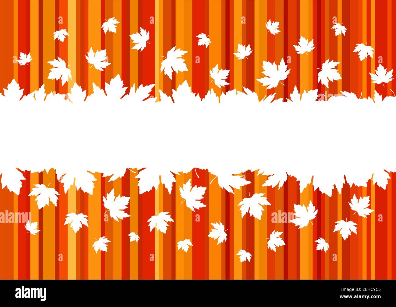 Striscione con foglie d'autunno colorate, spazio di copia. Banner stagionale, concetto di autunno. Design per la pubblicità. Immagine autunnale in arancione e giallo Illustrazione Vettoriale