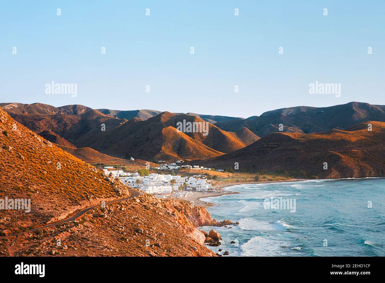 Vista di Las Negras, Cabo de Gata-Nijar Parco Naturale, Almeria, Spagna Foto Stock