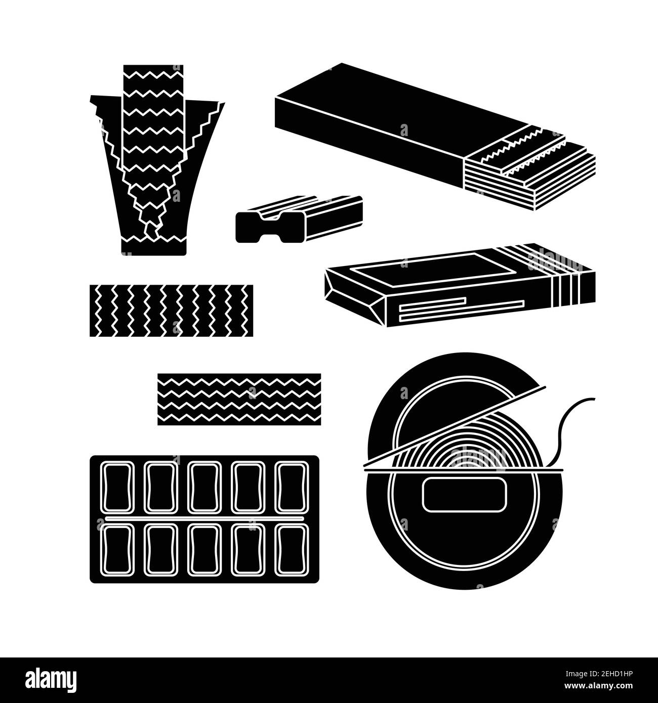 Set di gomma nera. Stile semplice. Illustrazione Vettoriale