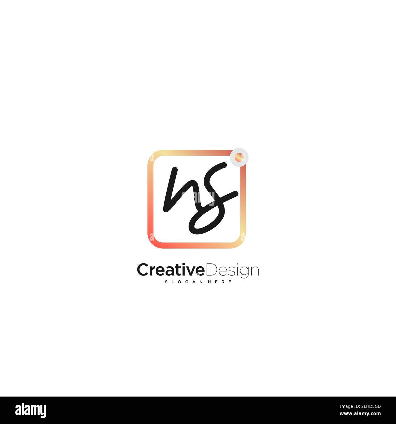 Ns Initial Letter Handwriting logo disegno a mano casella colorata vettore, logo per la bellezza, cosmetici, matrimoni, moda e business, e altro Illustrazione Vettoriale