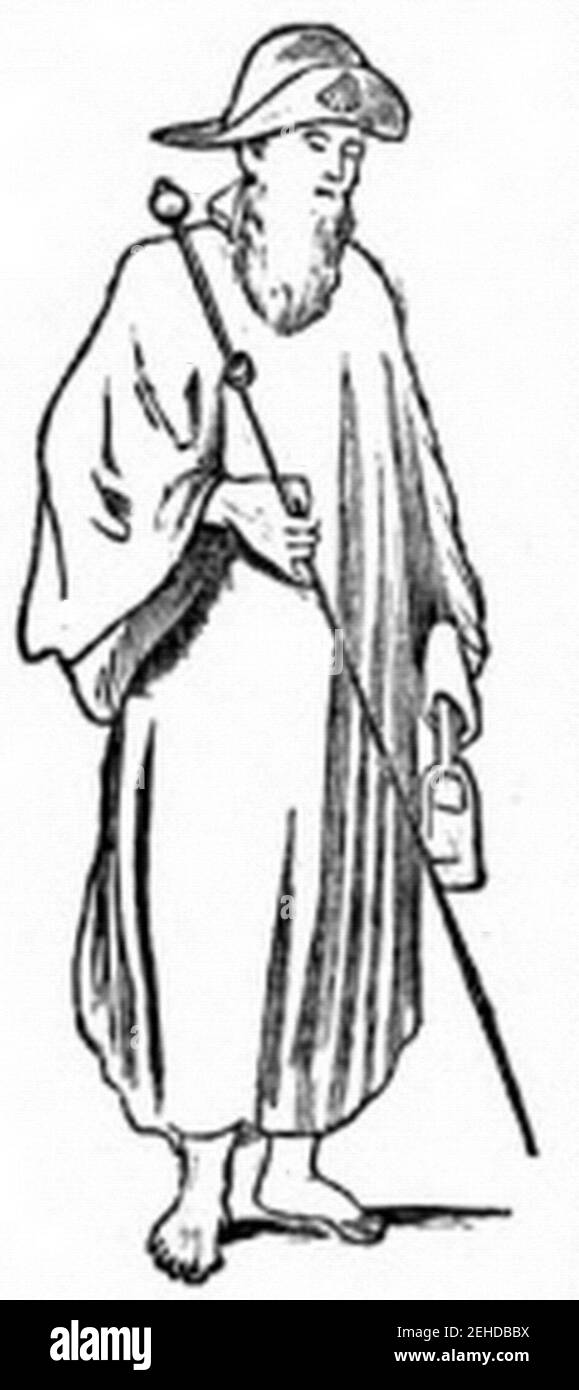 P477-Pilgrim 13 ° secolo. Foto Stock