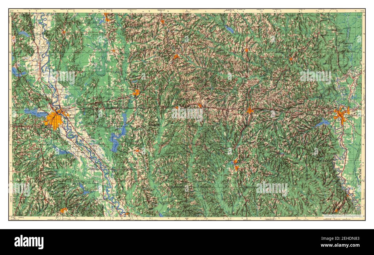 Shreveport, Louisiana, map 1955, 1:250000, United States of America by Timeless Maps, data U.S. Geological Survey Foto Stock