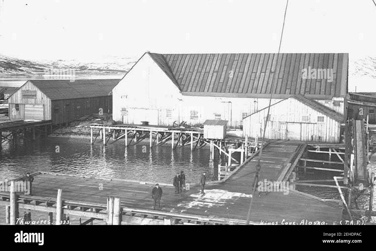 Pacific American Fisheries cannery a King Cove, ca. 1910 Foto Stock