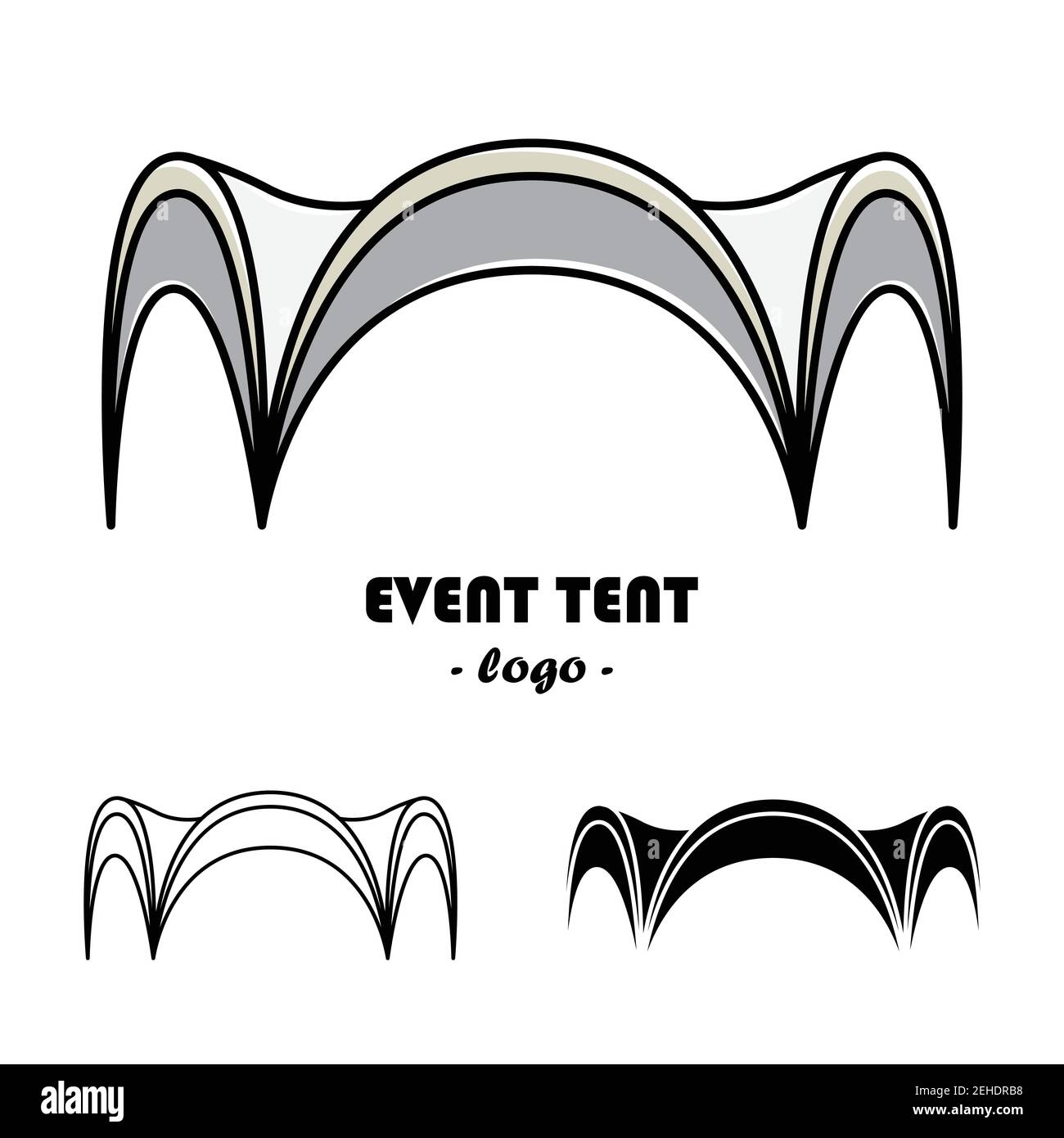 Serie vettoriale di illustrazioni tenda evento. Linea d'arte e stile semplice. Illustrazione Vettoriale