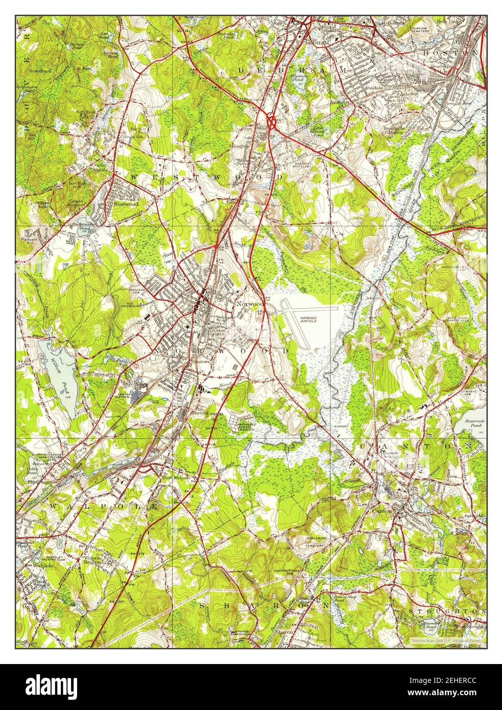 Norwood, Massachusetts, mappa 1946, 1:24000, Stati Uniti d'America da Timeless Maps, dati U.S. Geological Survey Foto Stock