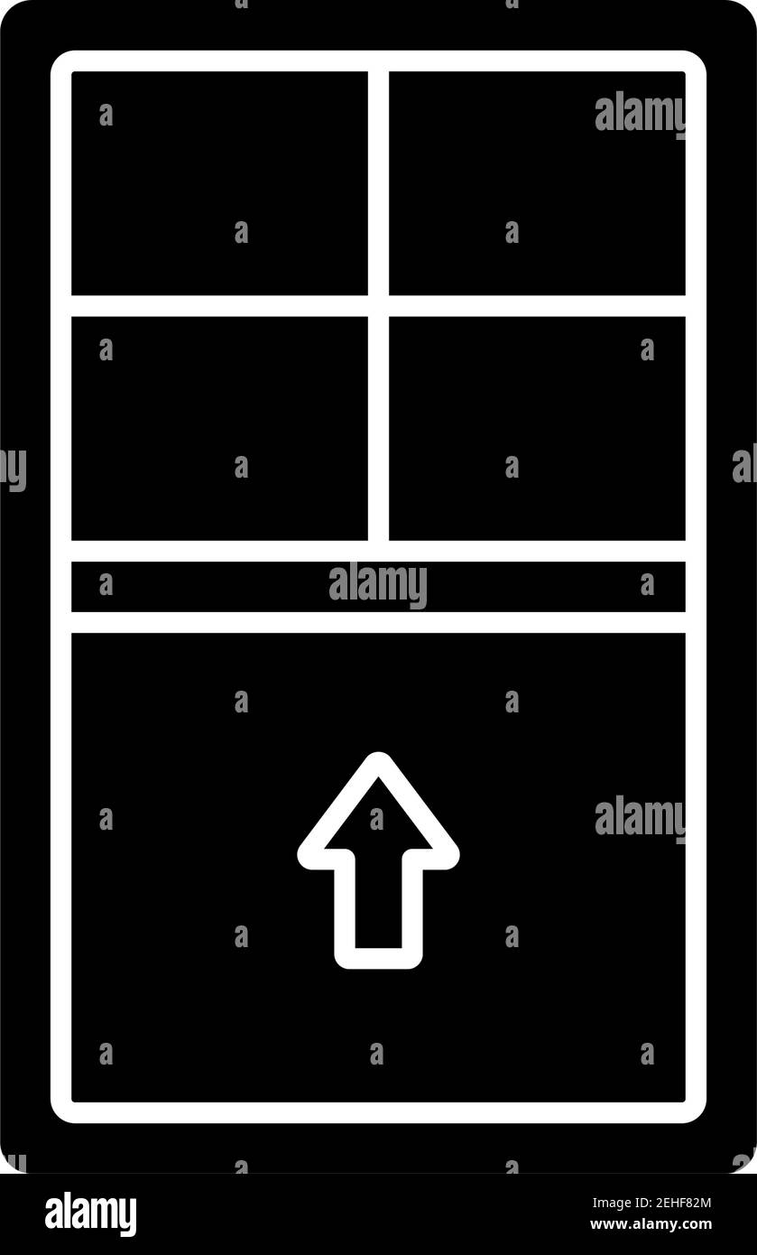 Icona glifo nero delle finestre a visualizzazione singola Illustrazione Vettoriale