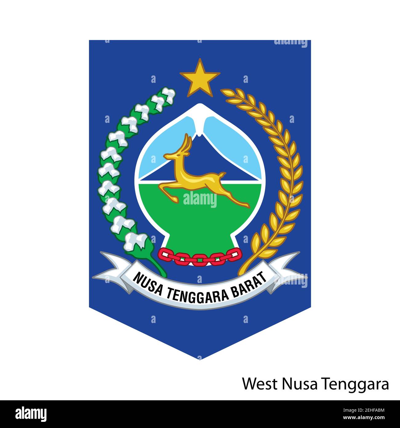 Lo stemma di Nusa Tenggara occidentale è una regione indonesiana. Emblema araldico vettoriale Illustrazione Vettoriale