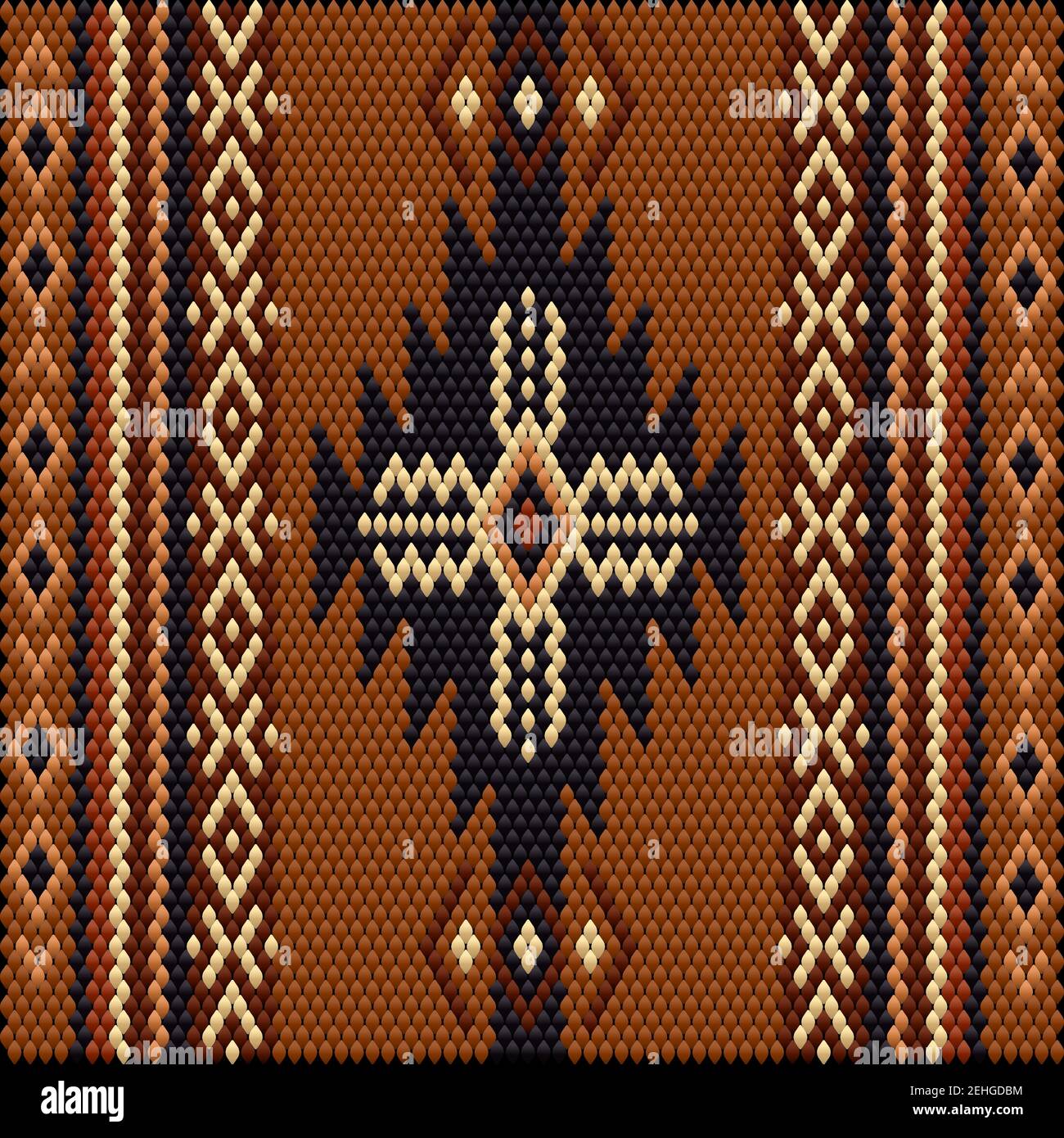 Un ornamento tradizionale dei popoli e dei paesi dell'Asia, in cui i colori saturi attirano fortuna e ricchezza. Tappeti tessuti da donna con ornamento em Illustrazione Vettoriale