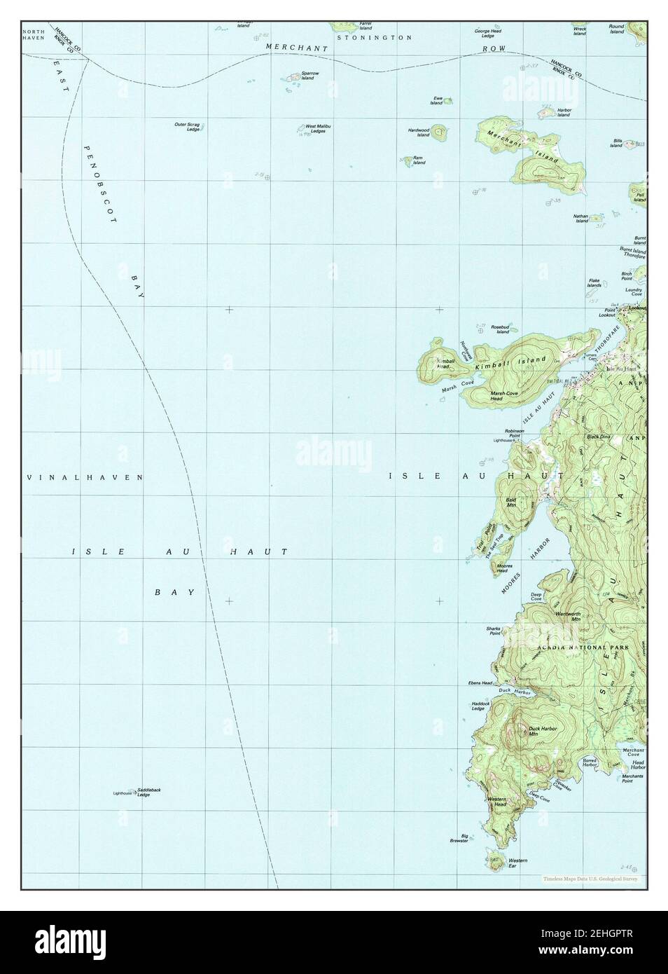 Isle Au Haut West, Maine, map 1983, 1:24000, United States of America by Timeless Maps, data U.S. Geological Survey Foto Stock