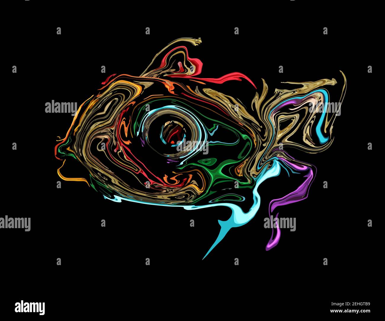 un singolo pesce neon astratto isolato. illustrazione vettoriale colorata. disegno di cartoni animati Illustrazione Vettoriale