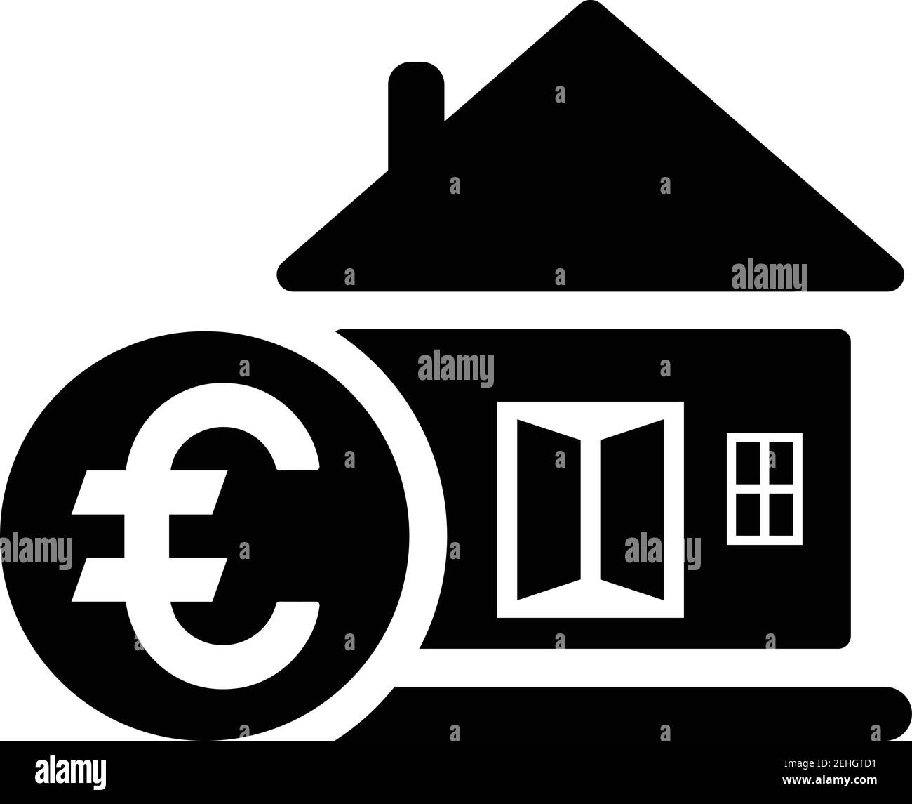 Icona mutuo casa euro. Ben organizzato e modificabile Vector design utilizzando in scopi commerciali, supporti di stampa, web o qualsiasi tipo di progetto. Illustrazione Vettoriale