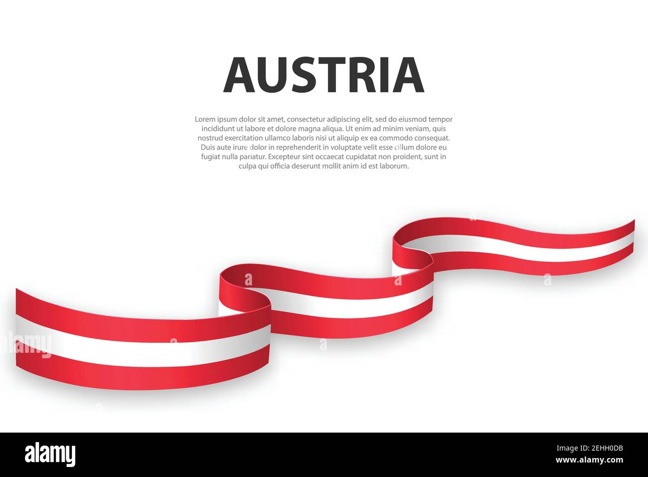 Sventolando in nastro o banner con bandiera dell'Austria. Modello per il giorno di indipendenza il design di poster Illustrazione Vettoriale