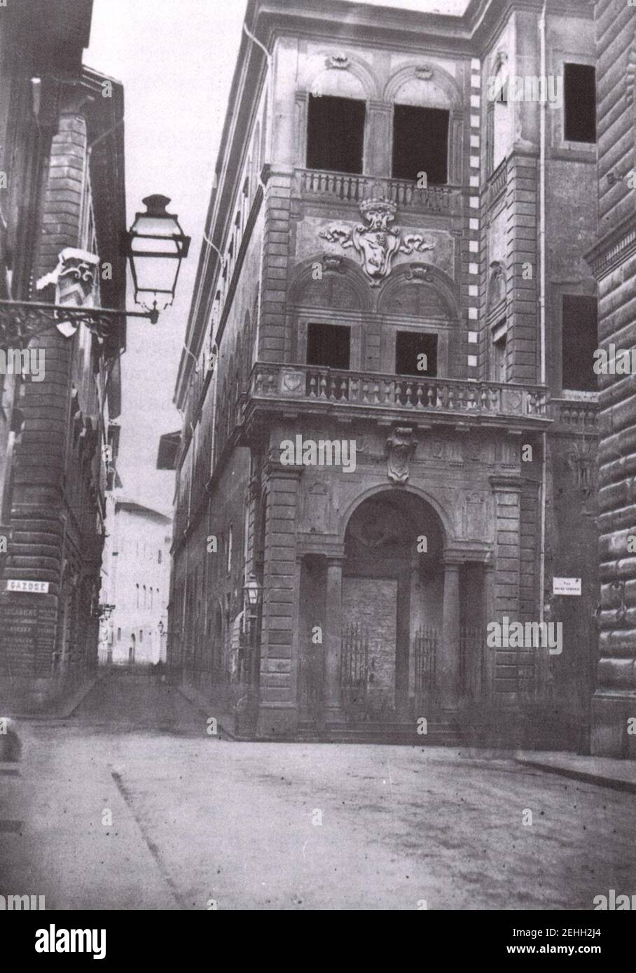 Palazzo corsi-tornabuoni in via tornabuoni (firenze) prima del 1857, quando fu parzialmente distrutto. Foto Stock