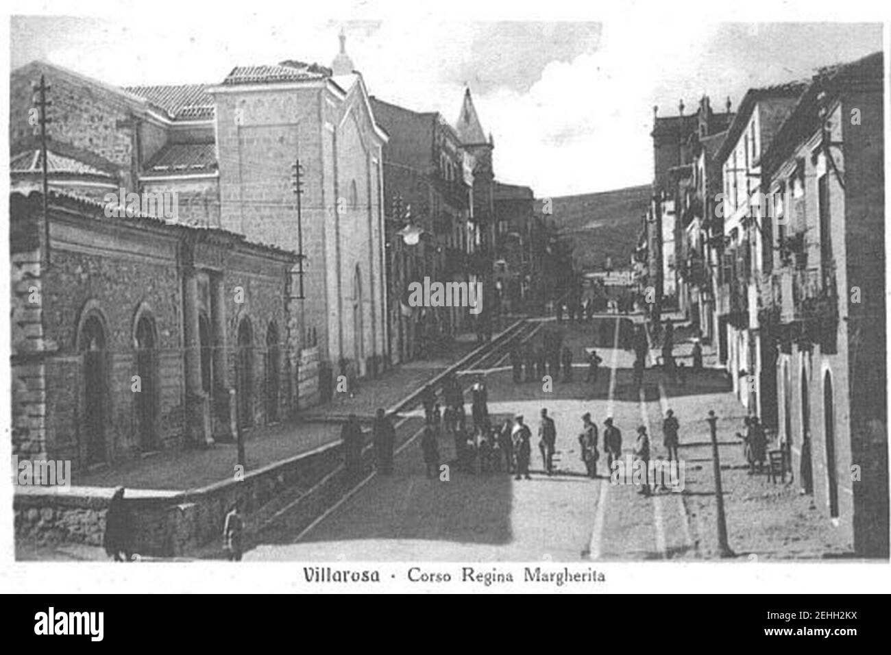 Palazzo comunale di Villarosa - il ''Circolo dei Galantuomini'', o ''circolo dei civili'' o ''casino di compagnia' - un edificio dal 1877. Foto Stock