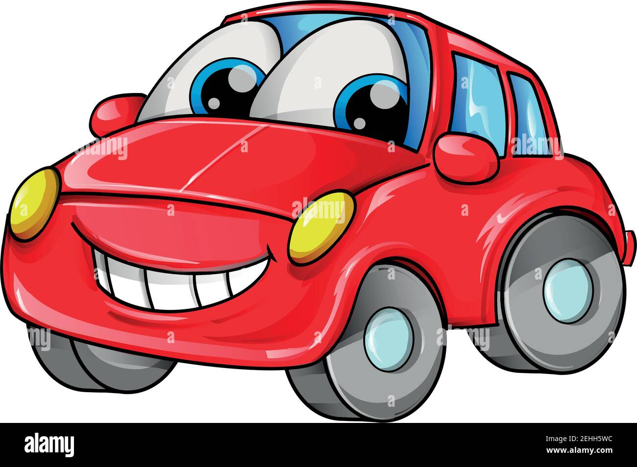 cartoon rosso mascotte auto isolato su bianco vettore bachground Illustrazione Vettoriale